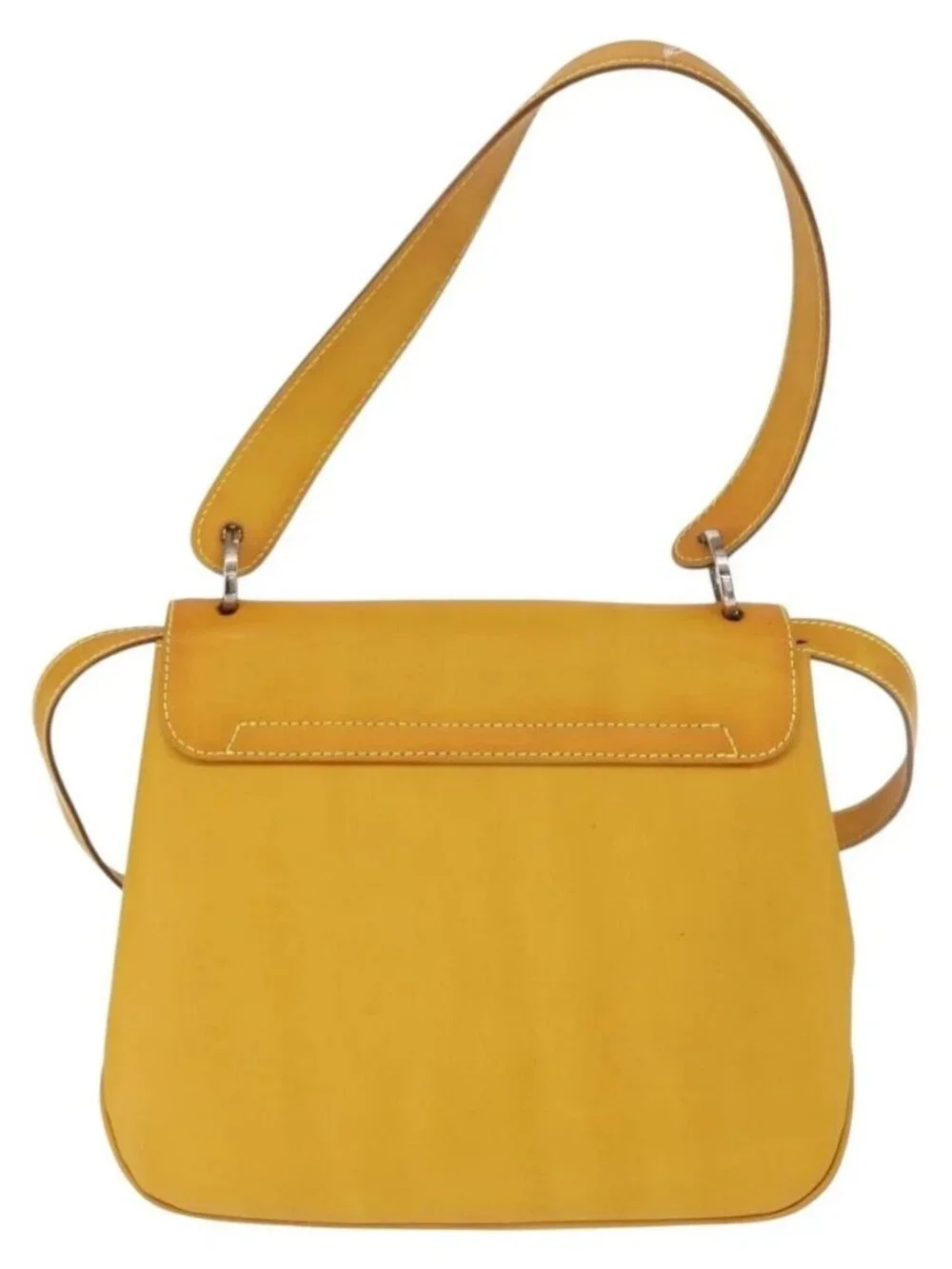Salvatore Ferragamo Vala Hand Bag Leather 2way Yellow Silver Auth 166370
